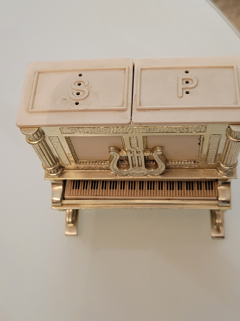 Gold and Cream Piano Salt and Pepper Shaker Set